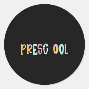 Preppy Teacher Pencil Notebook Hello Preschool Doo Classic Round Sticker