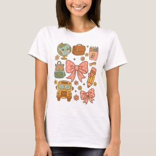 Preppy teacher png|teacher pencil bow|girly pink T-Shirt