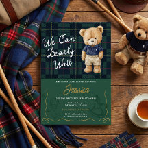 Preppy Teddy Bear Baby Shower Invitation