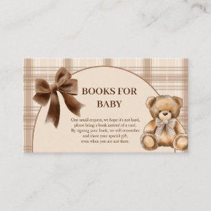 Preppy Teddy Bear Beige Plaid Books for Baby Card