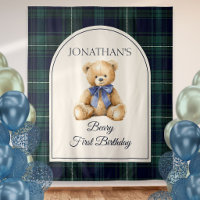 Preppy Teddy Bear Birthday Photo Backdrop