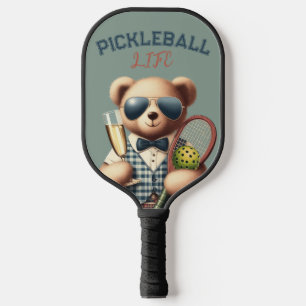 Preppy Teddy Bear Champagne Pickleball Paddle