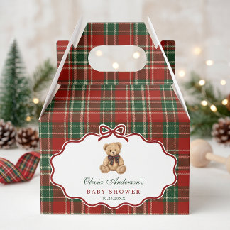 Preppy Teddy Bear Christmas Baby Shower Favour Box