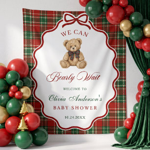 Preppy Teddy Bear Christmas Baby Shower Tapestry