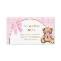 Preppy Teddy Bear Pink Plaid Books for Baby Card
