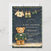 Preppy Teddy Bear Plaid Baby Shower