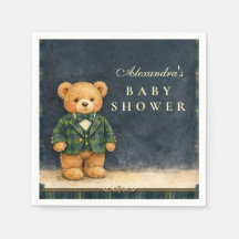 Preppy Teddy Bear Plaid Baby Shower
