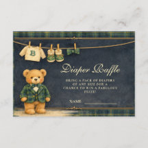 Preppy Teddy Bear Plaid Diapper Raffle