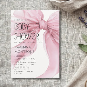 Preppy Template Blush Bow Coquette Baby Shower