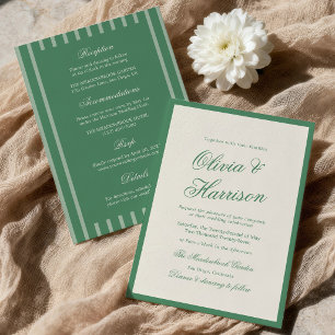 Preppy Tennis Club Green All In One Wedding Invitation