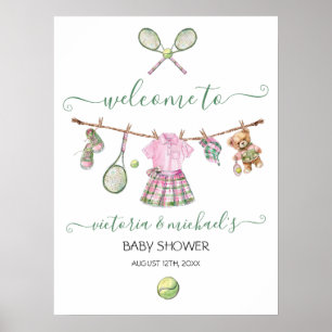 Preppy Tennis Girl Baby Shower Welcome Sign
