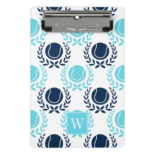 Preppy Tennis Laurel Wreath - Navy & Turquoise Mini Clipboard