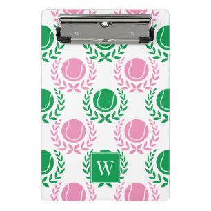 Preppy Tennis Laurel Wreath - Pink & Green Mini Clipboard