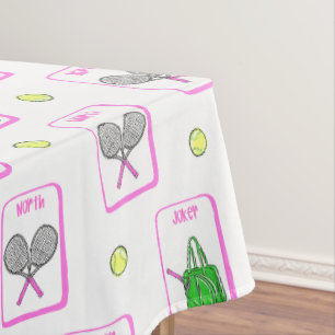 Preppy Tennis Mahjong / Racquet and Bag Tiles Tablecloth