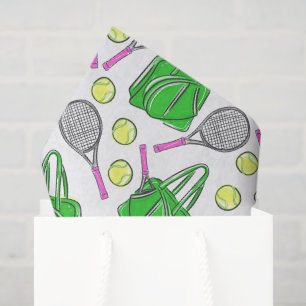 Preppy Tennis Pattern / Pink Racquets & Green Bags Tissue Paper