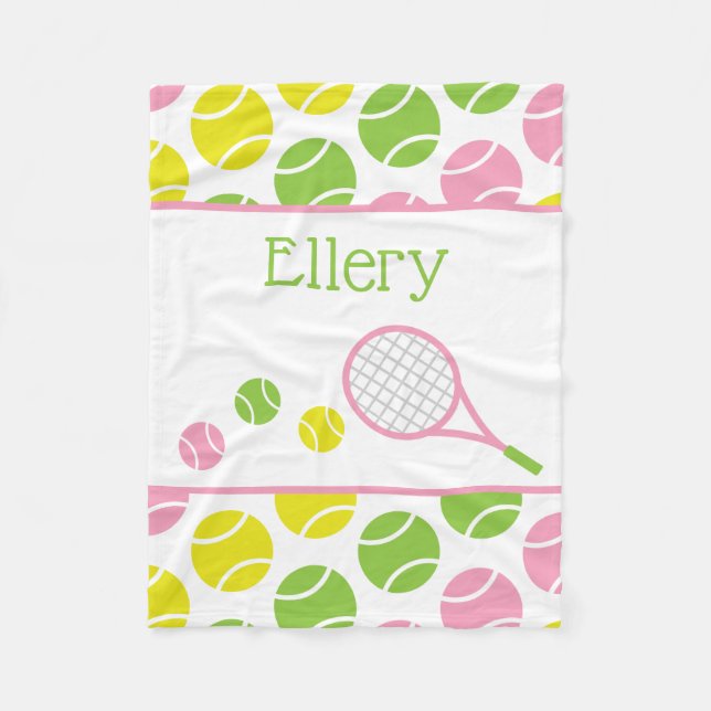 Preppy Tennis Personalised Fleece Blanket (Front)