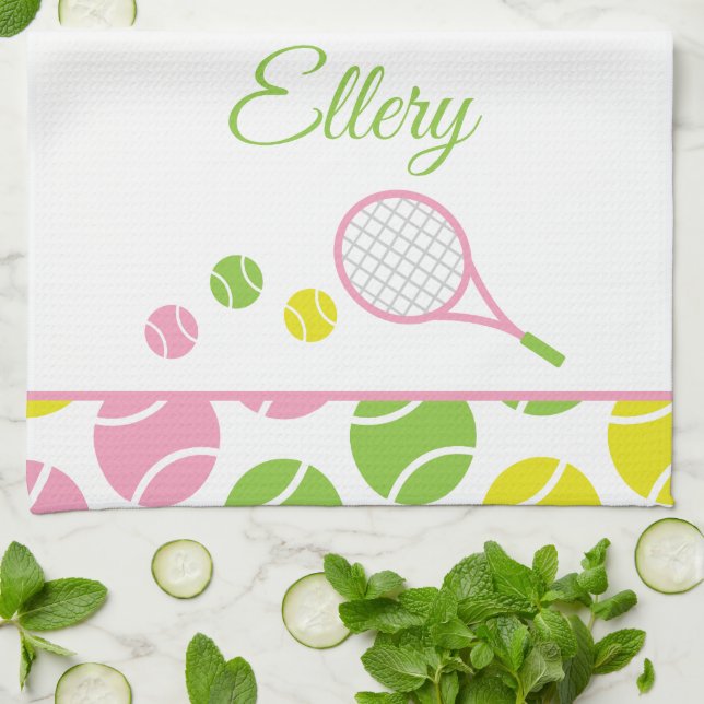 Preppy Tennis Personalised Kitchen Towel (Folded)