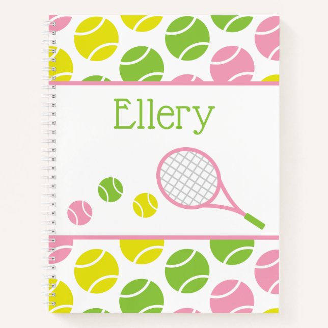 Preppy Tennis Personalised Spiral Notebook (Front)