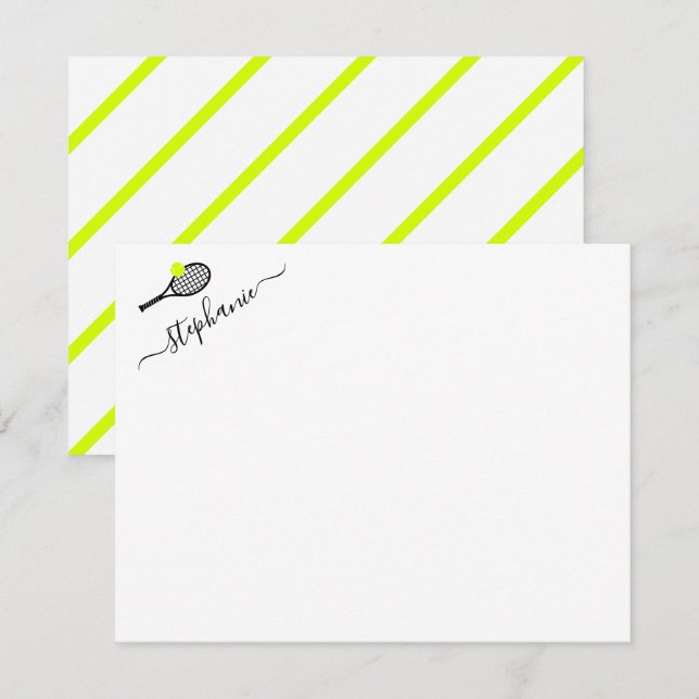 Preppy Tennis Stripe Personalised Note Card (Front/Back)