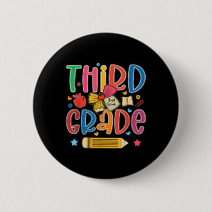 Preppy Third Grade Back To School 3rd Grade Teache 6 Cm Round Badge