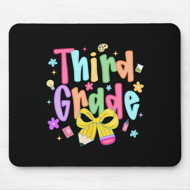 Preppy Third Grade Back To School 3rd Grade Teache Mouse Pad (Front)