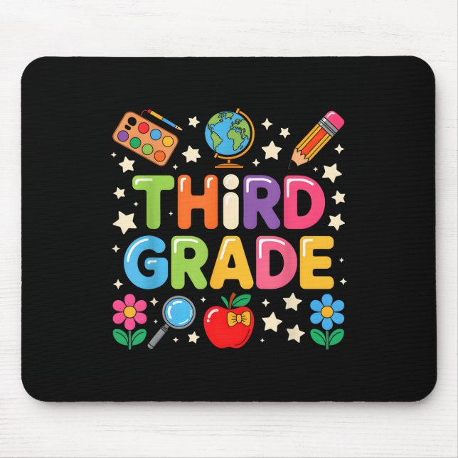 Preppy Third Grade Back To School 3rd Grade Teache Mouse Pad (Front)