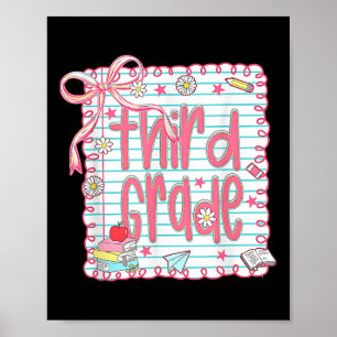 Preppy Third Grade Back To School Coquette 3rd Gra Poster