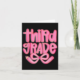 Preppy Third Grade Back To School Coquette Bow Tea Card