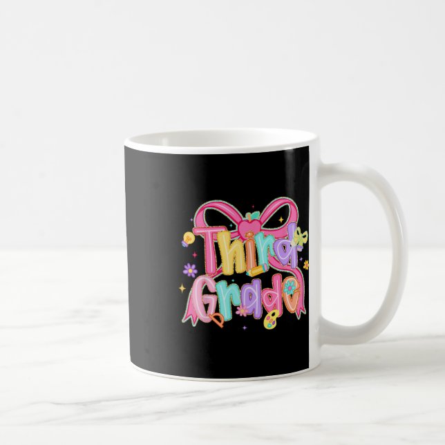 Preppy Third Grade Back To School Coquette Bow Tea Coffee Mug (Right)
