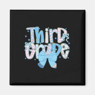 Preppy Third Grade Back To School Floral Teachers Magnet