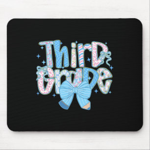 Preppy Third Grade Back To School Floral Teachers Mouse Pad
