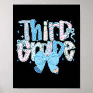 Preppy Third Grade Back To School Floral Teachers Poster