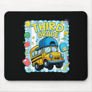 Preppy Third Grade Back To School Funny School Bus Mouse Pad