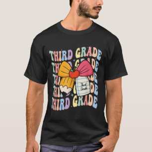 Preppy Third Grade Pencil Coquette Bow Back To Sch T-Shirt