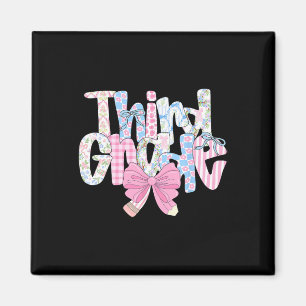 Preppy Third Grade Teacher Blue Floral Coquette Pe Magnet