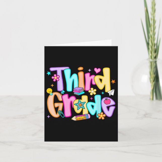 Preppy Thirt Grade Back To School 3rd Grade Teache Card (Front)