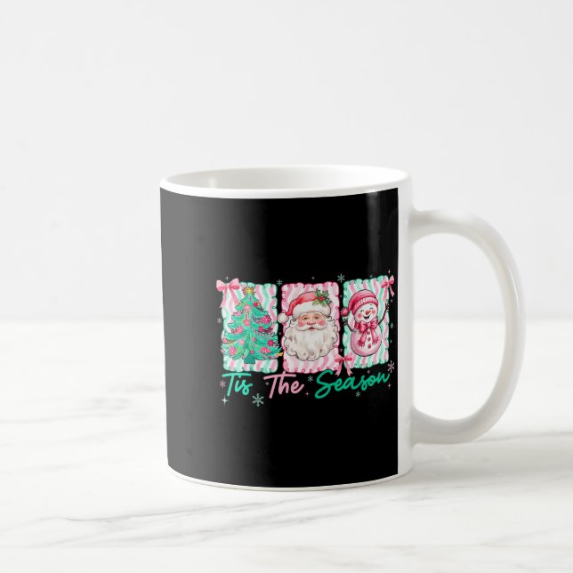 Preppy Tis The Season Santa Snowman Merry Christma Coffee Mug (Right)