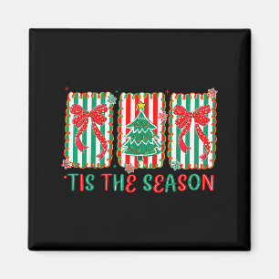 Preppy Tis The Season Xmas Tree Coquette Bow Chris Magnet