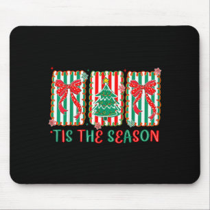 Preppy Tis The Season Xmas Tree Coquette Bow Chris Mouse Pad