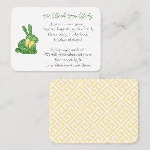 Preppy Topiary Rabbit Books For Baby Boy Shower Enclosure Card