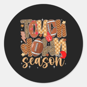 Preppy Touch Down Season Fall Autumn Football Game Classic Round Sticker