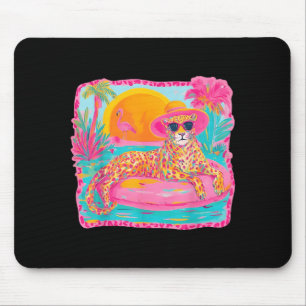 Preppy Tropical Leopard Summer Beach Vacation Mouse Pad