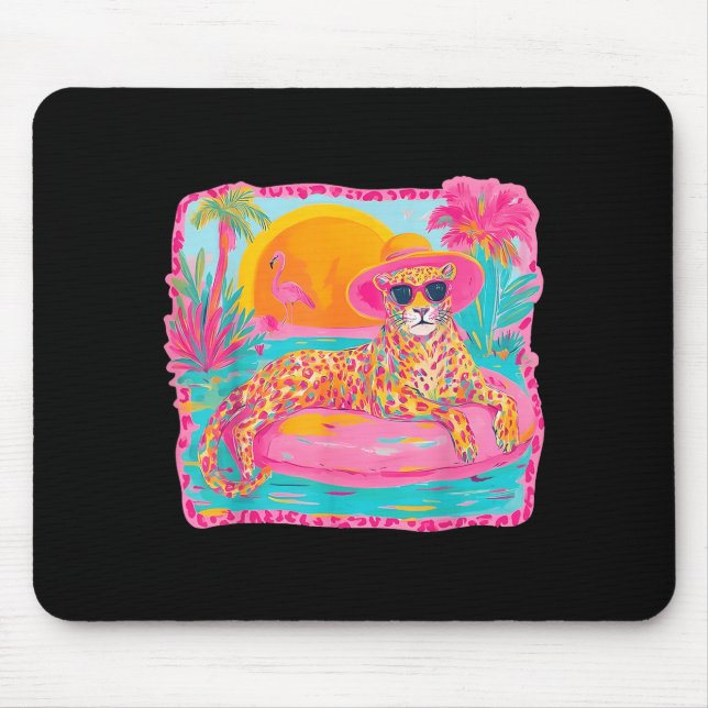 Preppy Tropical Leopard Summer Beach Vacation Mouse Pad (Front)