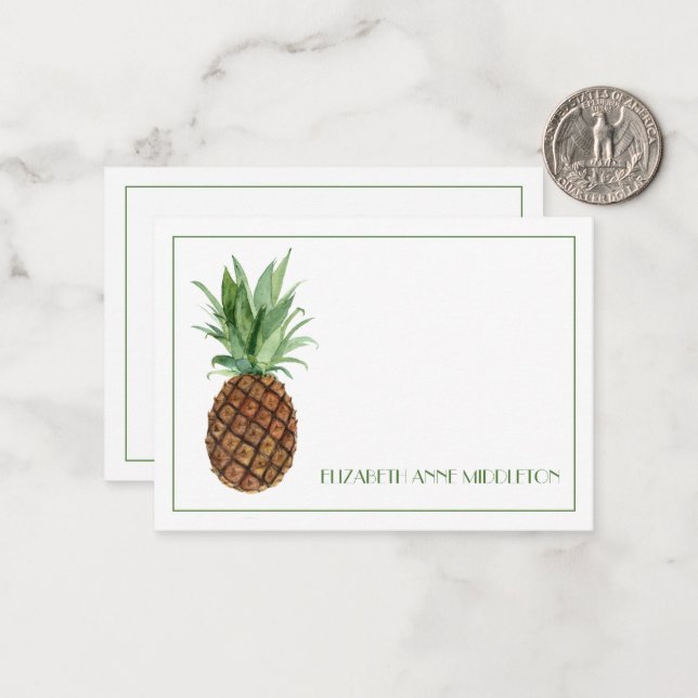 Preppy Tropical Pineapple Personalised Card (Front/Back In Situ)