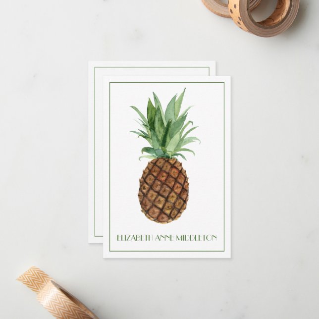 Preppy Tropical Pineapple Personalised Card (Front/Back In Situ)