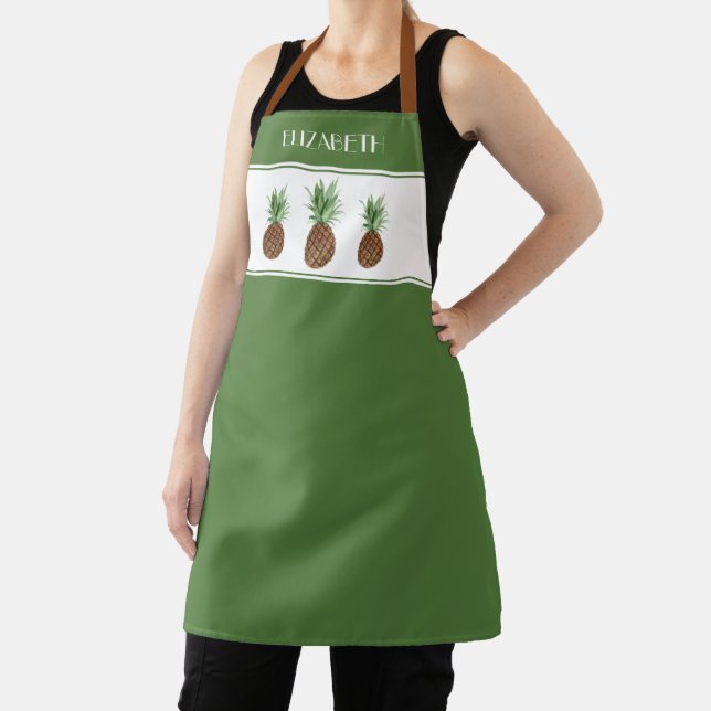 Preppy Tropical Pineapples Personalised Apron (Insitu)