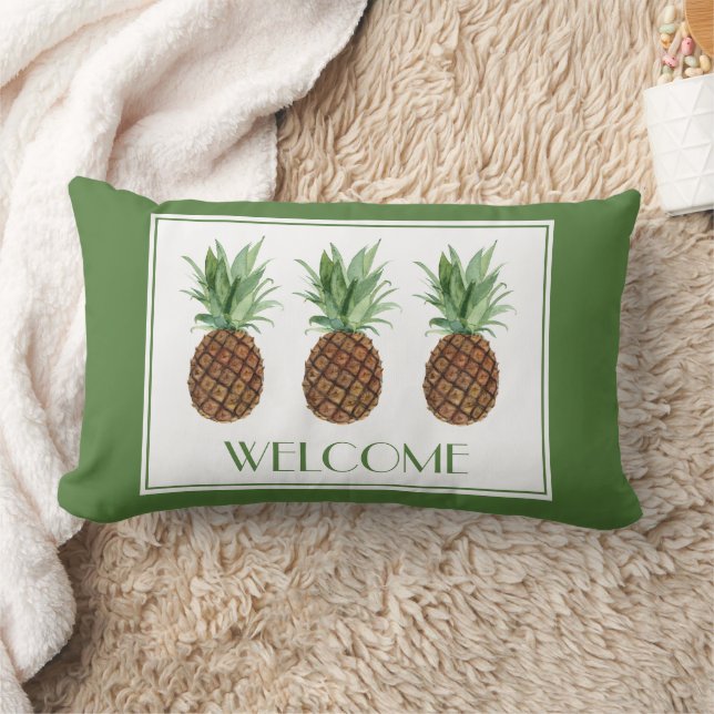 Preppy Tropical Pineapples Personalised Lumbar Cushion (Blanket)