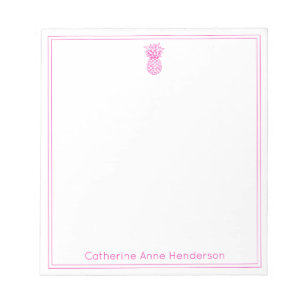 Preppy Tropical Pink Pineapple Personalized Notepad
