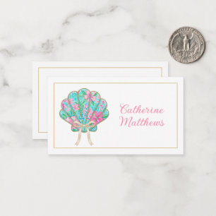 Preppy Tropical Seashell Personalised Card