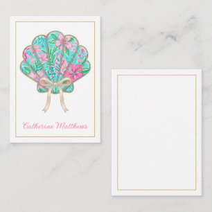 Preppy Tropical Seashell Personalised Card